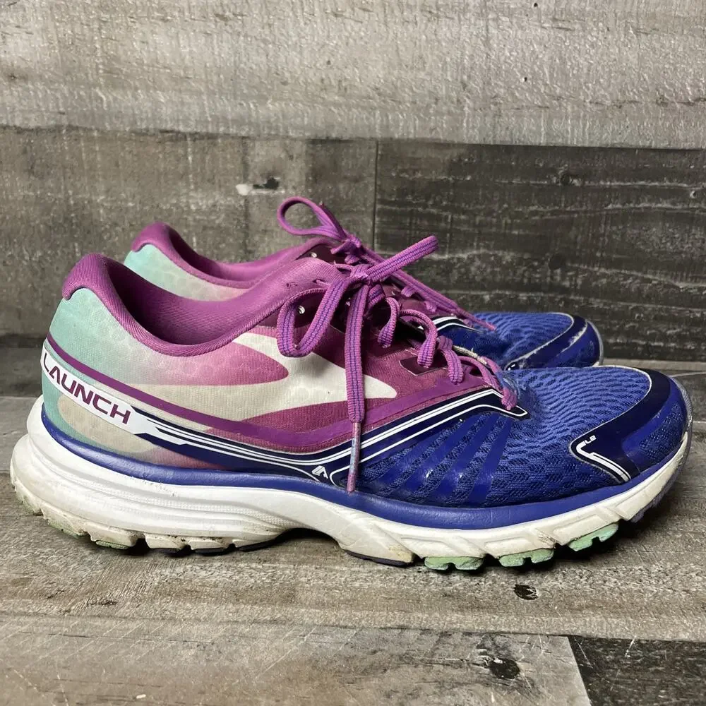 Brooks Launch 9 Lightweight Breathable Running Shoe Blue/Purple/White Womens 9